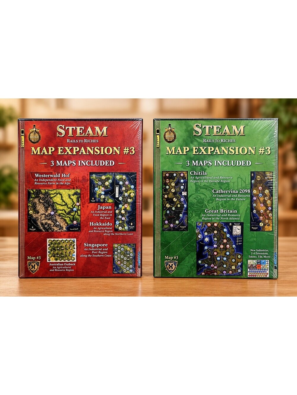 Steam: Rails to Riches / Map Expansion #2 & #3 Lot / Mayfair Games New Sealed